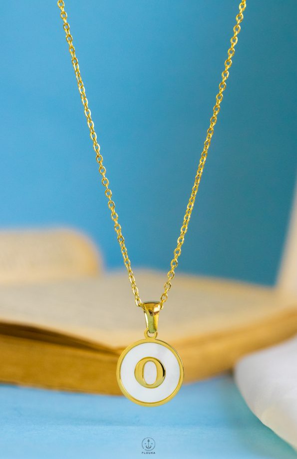 white letter O necklace