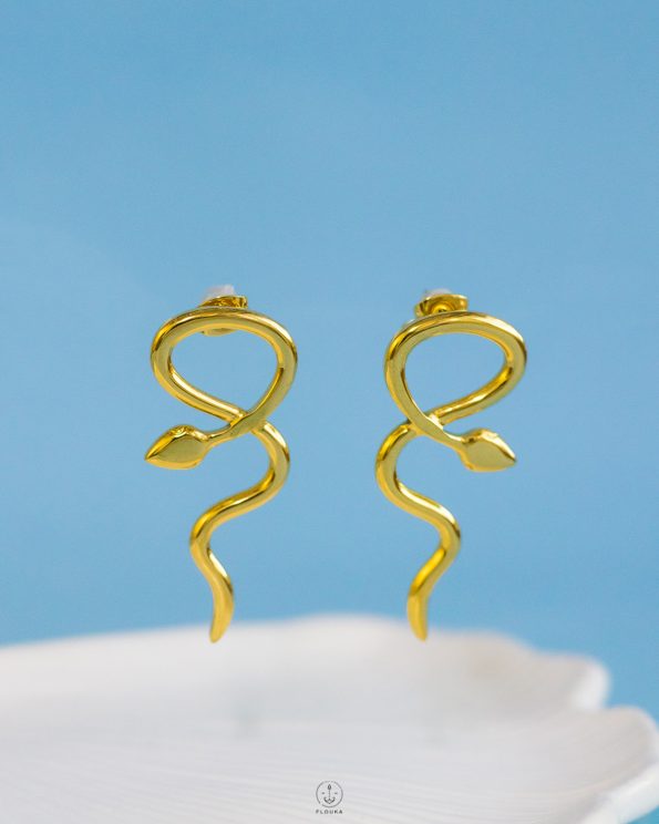 gold snake earrings
