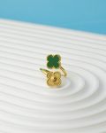 double olive green & gold vancleef ring