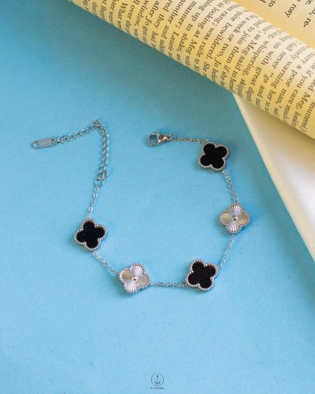 mix black & silver vancleef bracelet