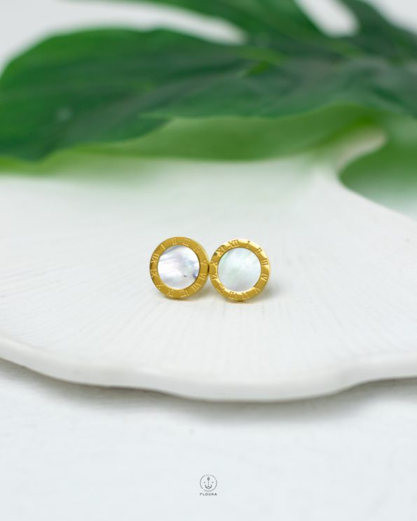 white bulgari gold earrings
