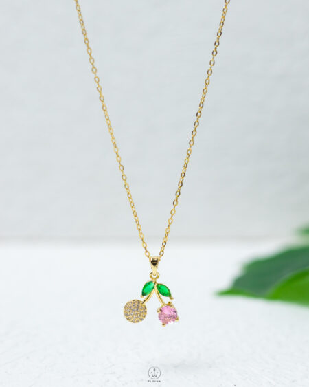 pink cherry necklace