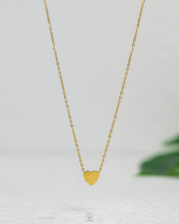 simple heart gold necklace