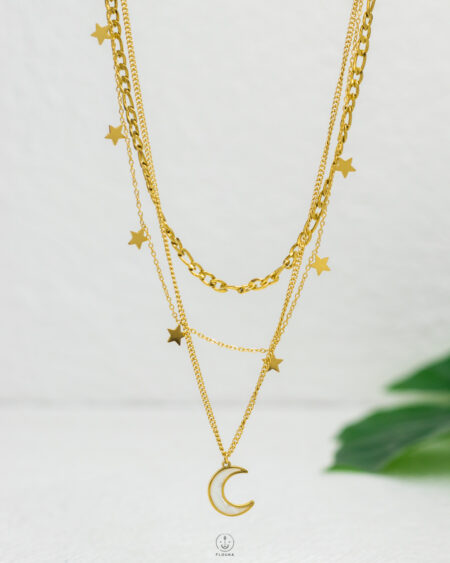 double layer MOON gold necklace