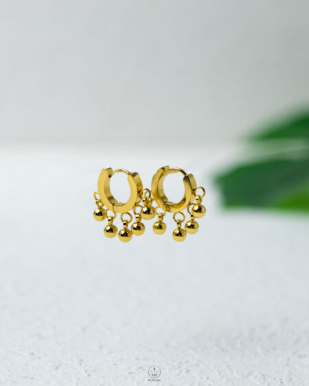 many balls gold earrings