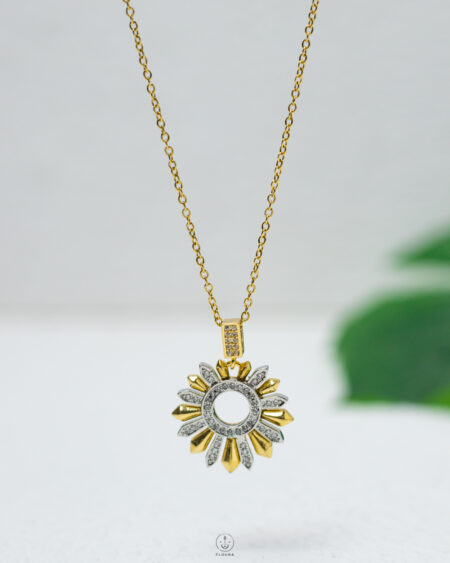 mix silver & gold sun necklace