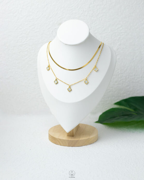 double layer white vancleef necklace