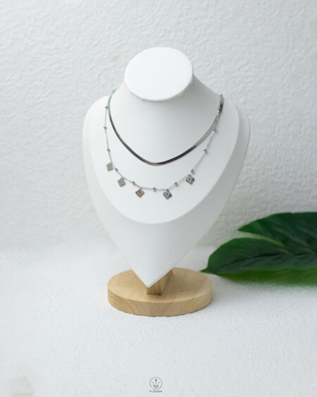 double layer vancleef silver necklace