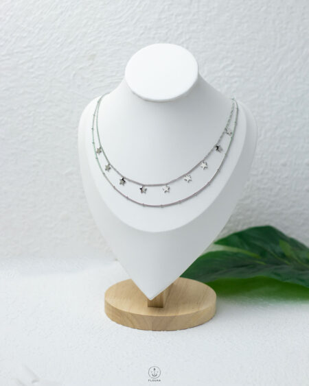 double layer stars silver necklace