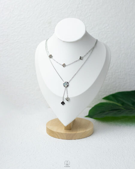 double layer LV silver necklace