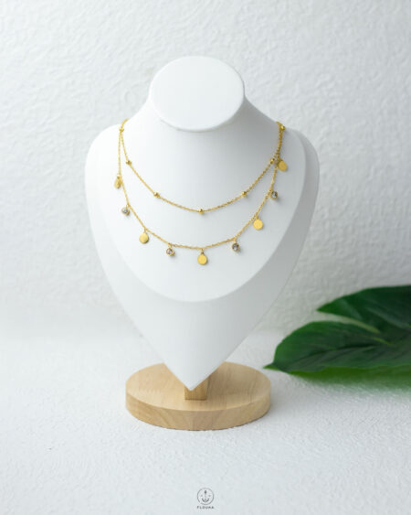 double layer circle straus necklace