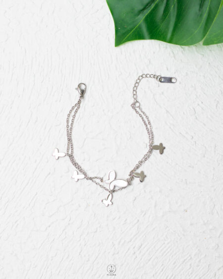 double layer butterfly silver bracelet
