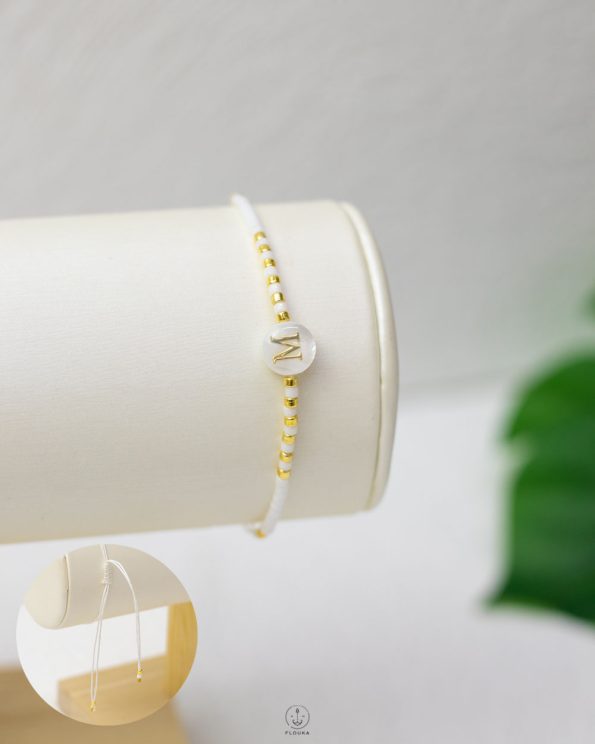 white letter ( M ) hand made bracelet