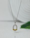circle straus silver necklace