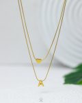 double layer letter A gold necklace