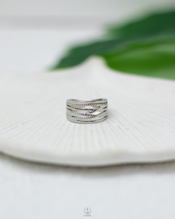 mix layers silver wide ring