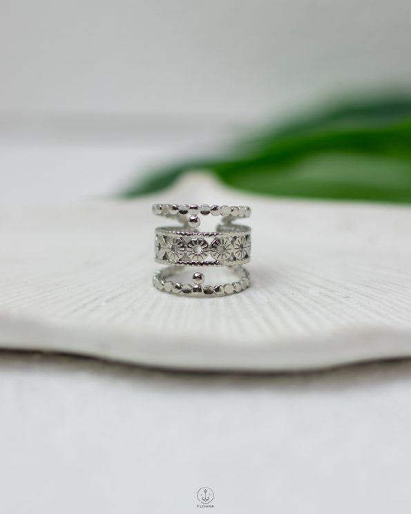 silver wide chains ring