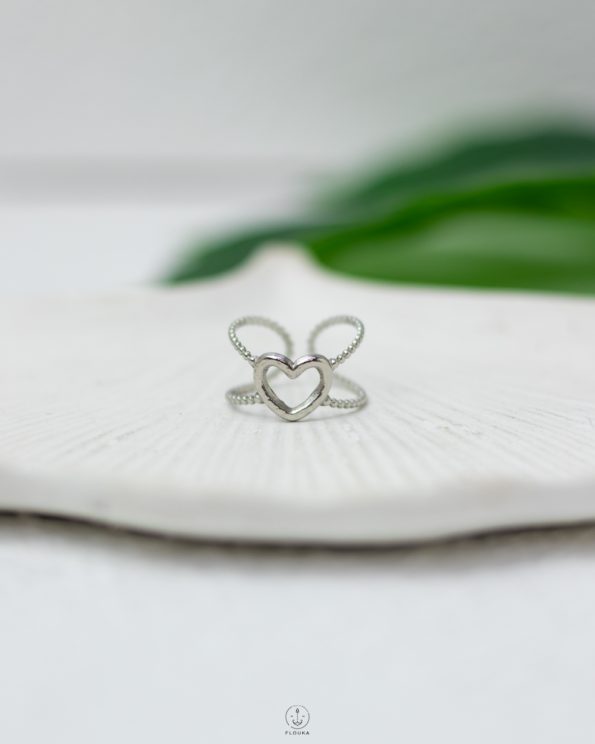 heart chains silver ring