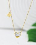litter M gold heart necklace