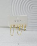 white struas & Crystal gold earring set