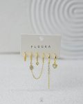 white struas heart gold earring set