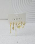 white struas gold earring set